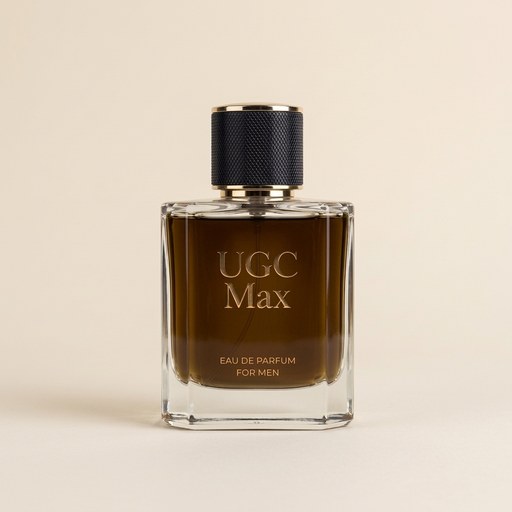 UGC Max perfume bottle on a neutral background